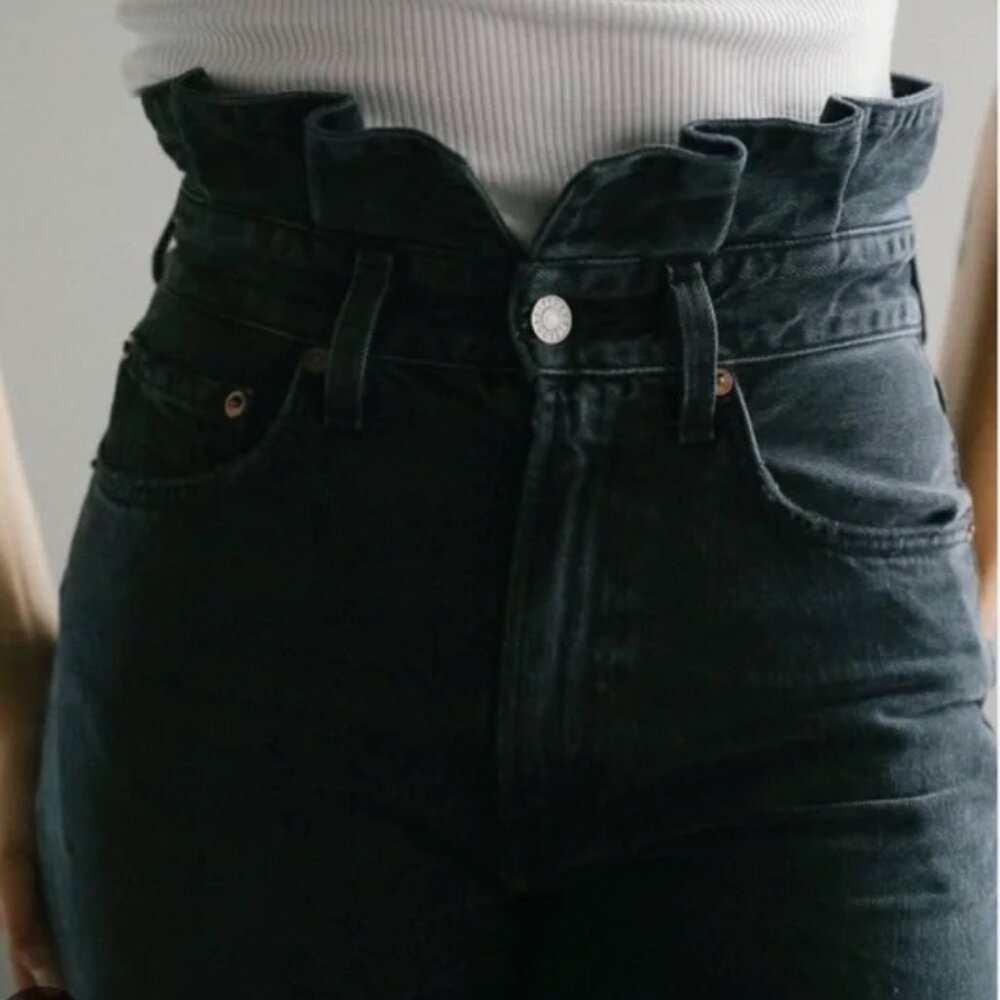 AGOLDE Lettuce Waistband Reworked Jeans | Faded Black | 27